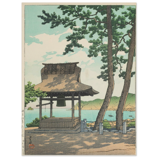 Izu Ito Shugetsuin (Shugetsu Temple in Ito, Izu) (1933) Art Print | Kawase Hasui - Framed Poster - 30x40 cm / 12x16″ - Black frame