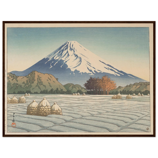 Izu Nagaoka shimo no asa (Frosty morning in Nagaoka, Izu) (1939) Art Print | Kawase Hasui - Framed Poster - 30x40 cm / 12x16″ - Black frame