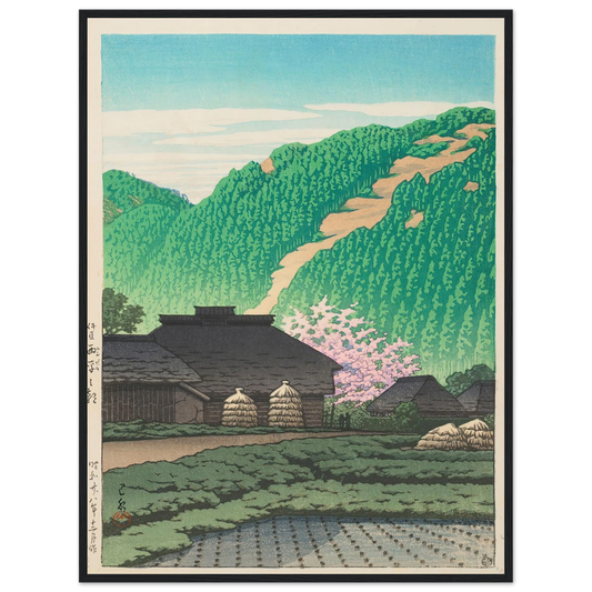 Izu Nishibira no asa (Morning in Nishibira, Izu) (1953) Art Print | Kawase Hasui - Framed Poster - 30x40 cm / 12x16″ - Black frame