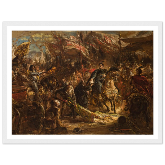 Jan III Sobieski Hands Canon Denhoff a Letter to the Pope with the Message of the Victory over the Turks at Vienna in 1683 (1880) Art Print | Jan Matejko - Framed Poster - 30x40 cm / 12x16″ - Black frame