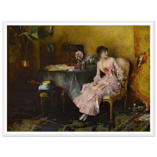 Jeune Femme En Rose Avec Son Enfant (1882) Art Print | Pascal Adolphe Jean Dagnan Bouveret - Framed Poster - 30x40 cm / 12x16″ - Black frame