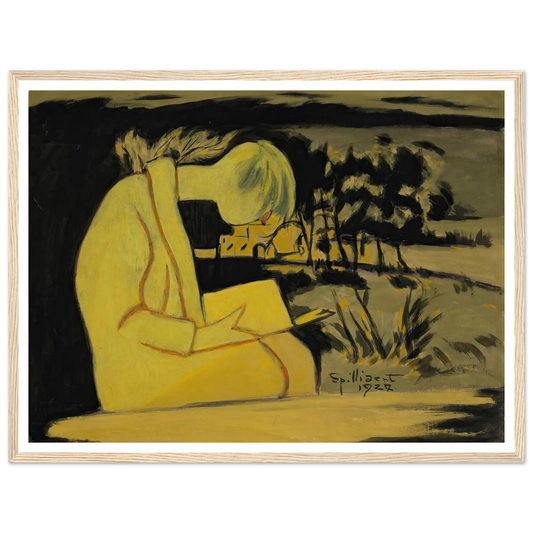 Jeune fille en jaune, lisant (1927) Art Print | Leon Spilliaert - Framed Poster - 30x40 cm / 12x16″ - Black frame