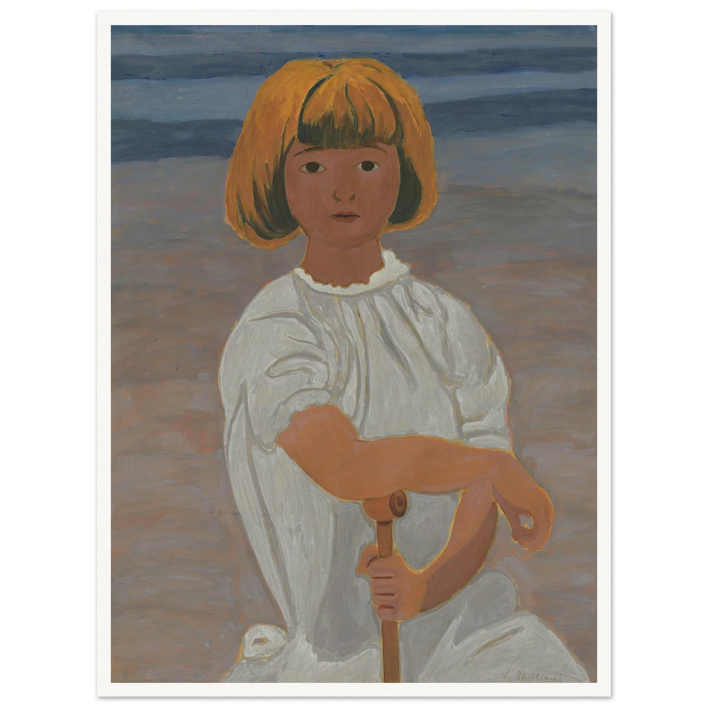 Jong meisje op het strand (from 1924 until 1925) Art Print | Leon Spilliaert - Framed Poster - 30x40 cm / 12x16″ - Black frame