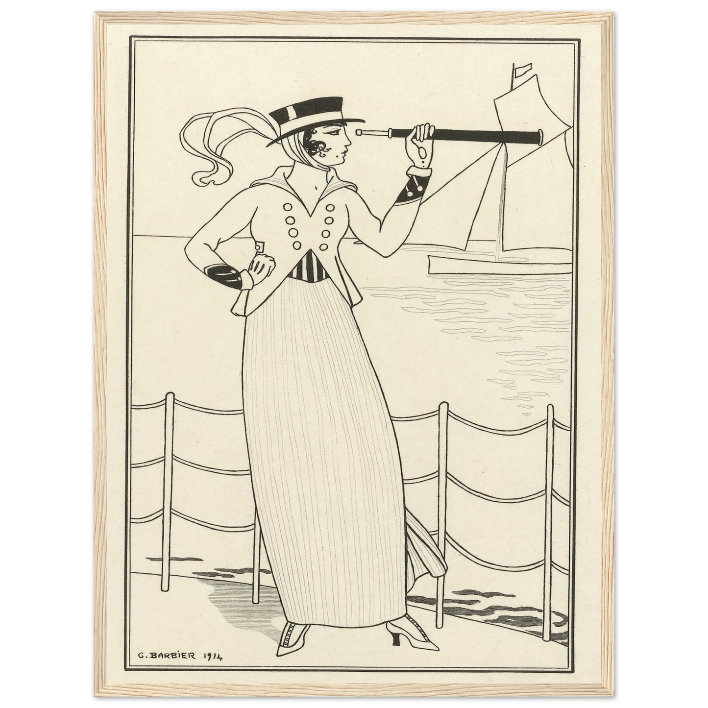 Journal des Dames et des Modes, Costumes Parisiens, 1914, No. 164 (1914) Art Print | George Barbier - Framed Poster - 30x40 cm / 12x16″ - Black frame