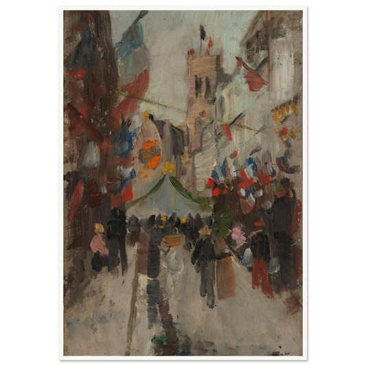 July 14th in Dieppe (1894 - 1898) Art Print | Frits Thaulow - Framed Poster - 30x40 cm / 12x16″ - Black frame
