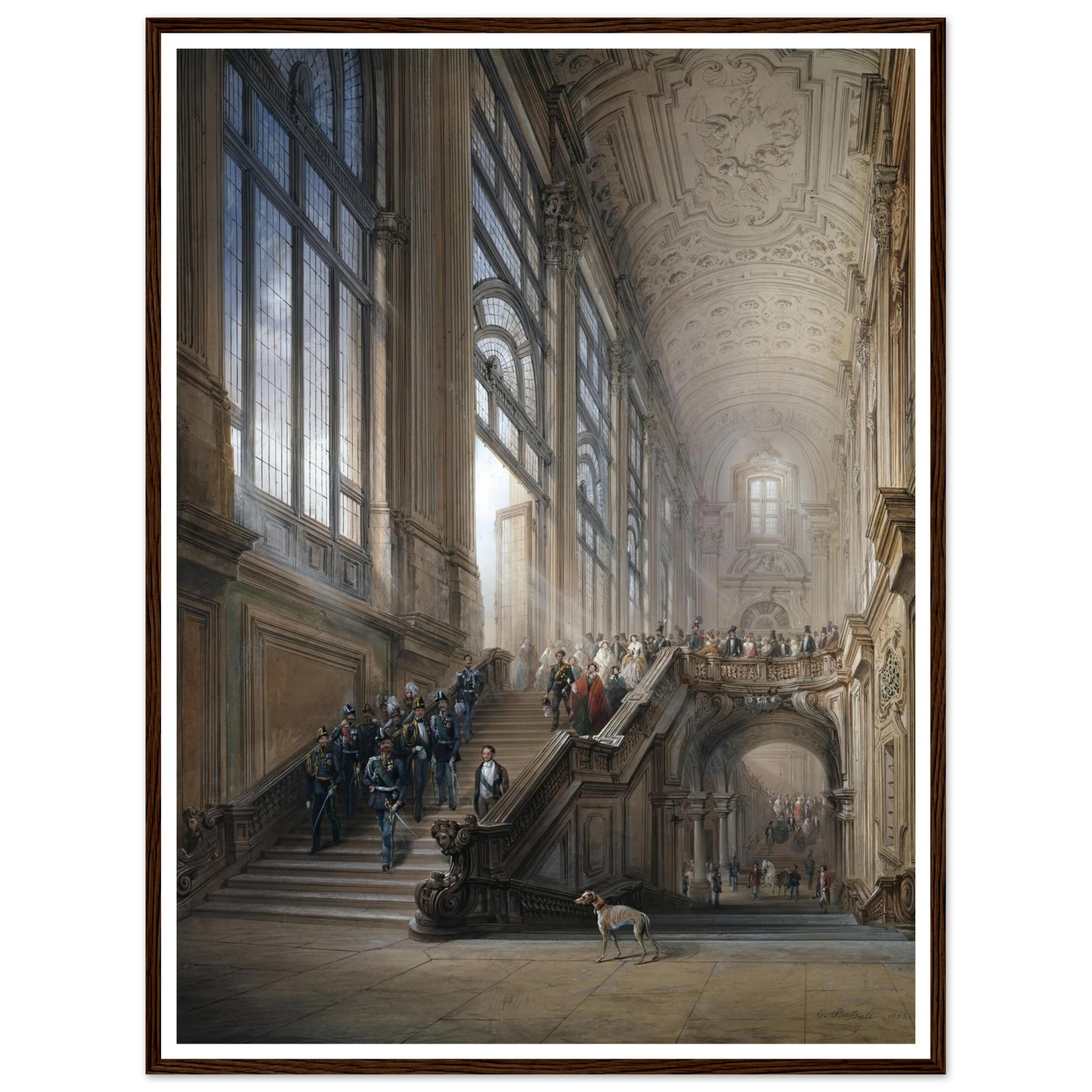 King Victor Emanuel II and Camillo Cavour at the opening of the’ Senato Subalpino’ (1853) Art Print | Carlo Bossoli - Framed Poster - 30x40 cm / 12x16″ - Black frame