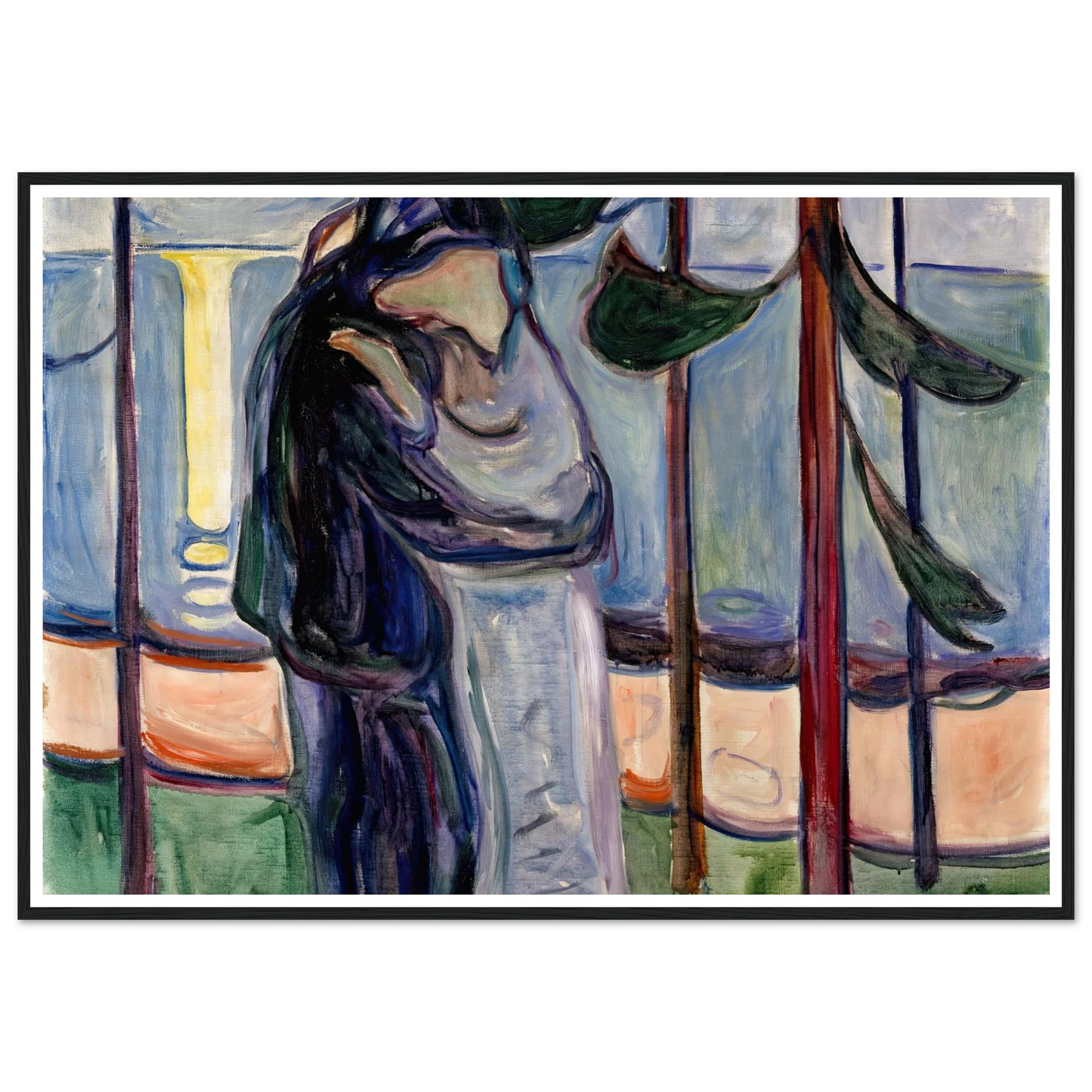 Kiss on the Beach (1921) Art Print | Edvard Munch - Framed Poster - 30x40 cm / 12x16″ - Black frame