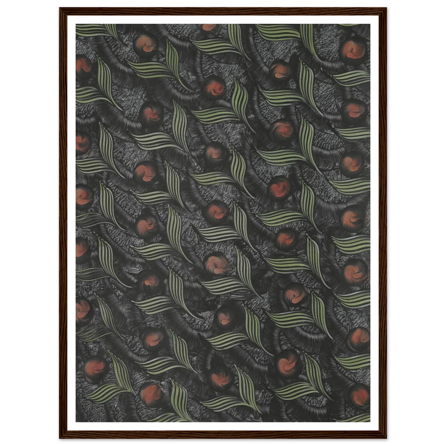 Kleisterpapier (mit Pfauenfedermotiven) (1890 - 1910) Art Print | Anker Kyster - Framed Poster - 30x40 cm / 12x16″ - Black frame