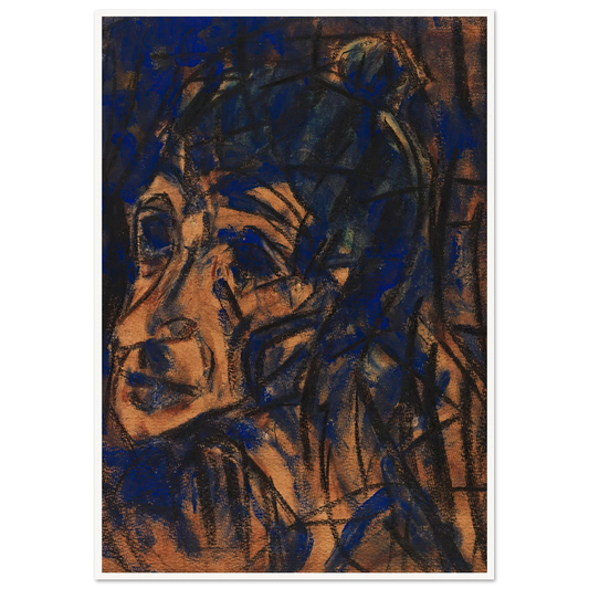 Kopf II (1921) Art Print | Christian Rohlfs - Framed Poster - 30x40 cm / 12x16″ - Black frame