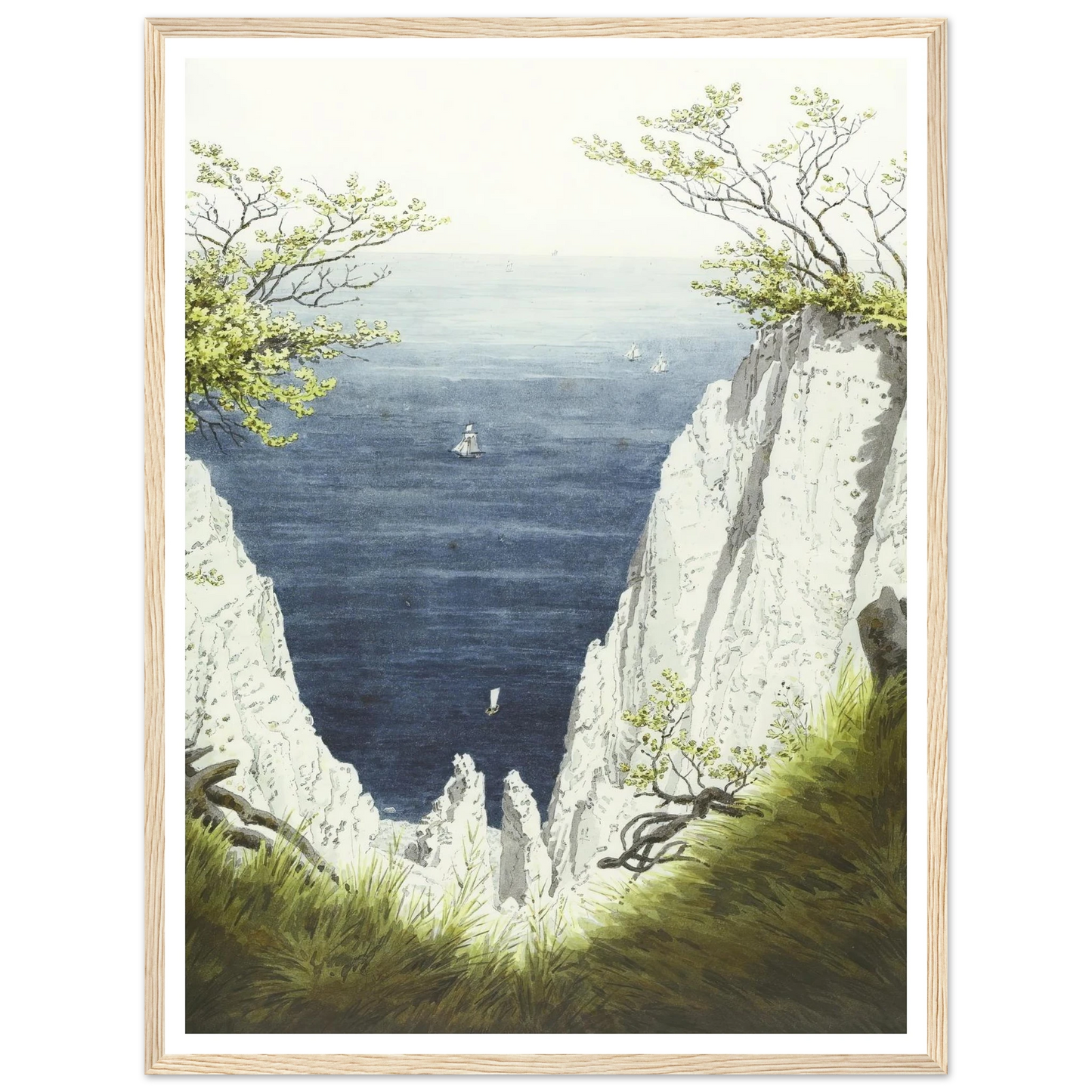 Kreidefelsen auf Rügen Art Print | Caspar David Friedrich - Framed Poster - 30x40 cm / 12x16″ - Black frame