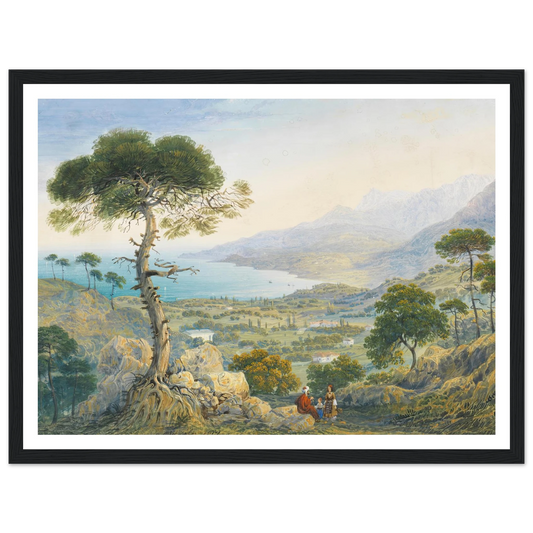 Krimlandschaft mit Meeresbucht (1844) Art Print | Carlo Bossoli - Framed Poster - 30x40 cm / 12x16″ - Black frame