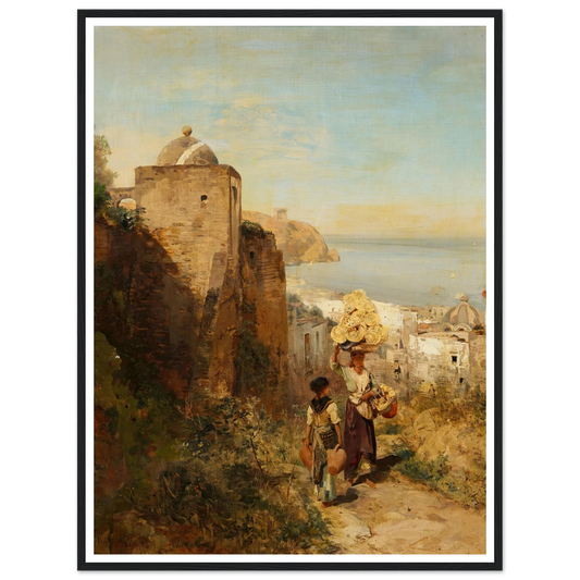 Küstenlandschaft bei Neapel (1879) Art Print | Oswald Achenbach - Framed Poster - 30x40 cm / 12x16″ - Black frame