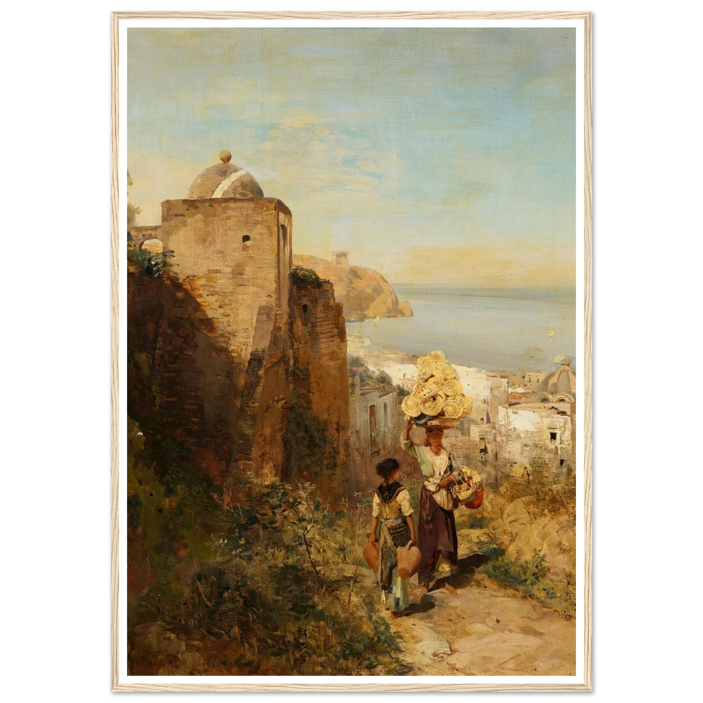 Küstenlandschaft bei Neapel (1879) Art Print | Oswald Achenbach - Framed Poster - 30x40 cm / 12x16″ - Black frame