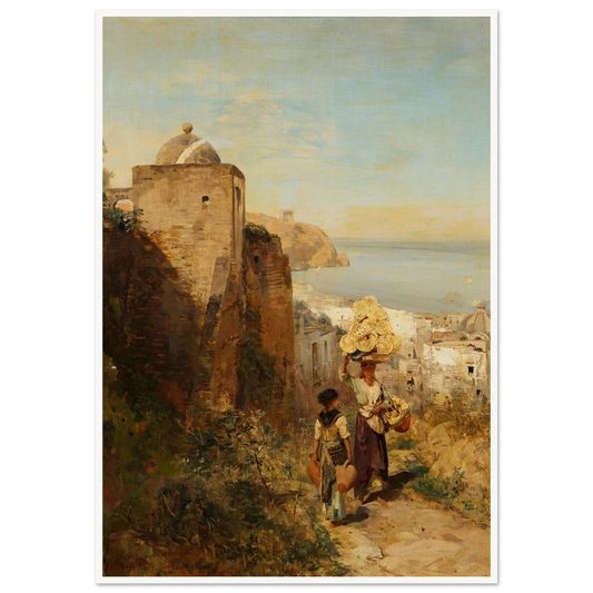 Küstenlandschaft bei Neapel (1879) Art Print | Oswald Achenbach - Framed Poster - 30x40 cm / 12x16″ - Black frame