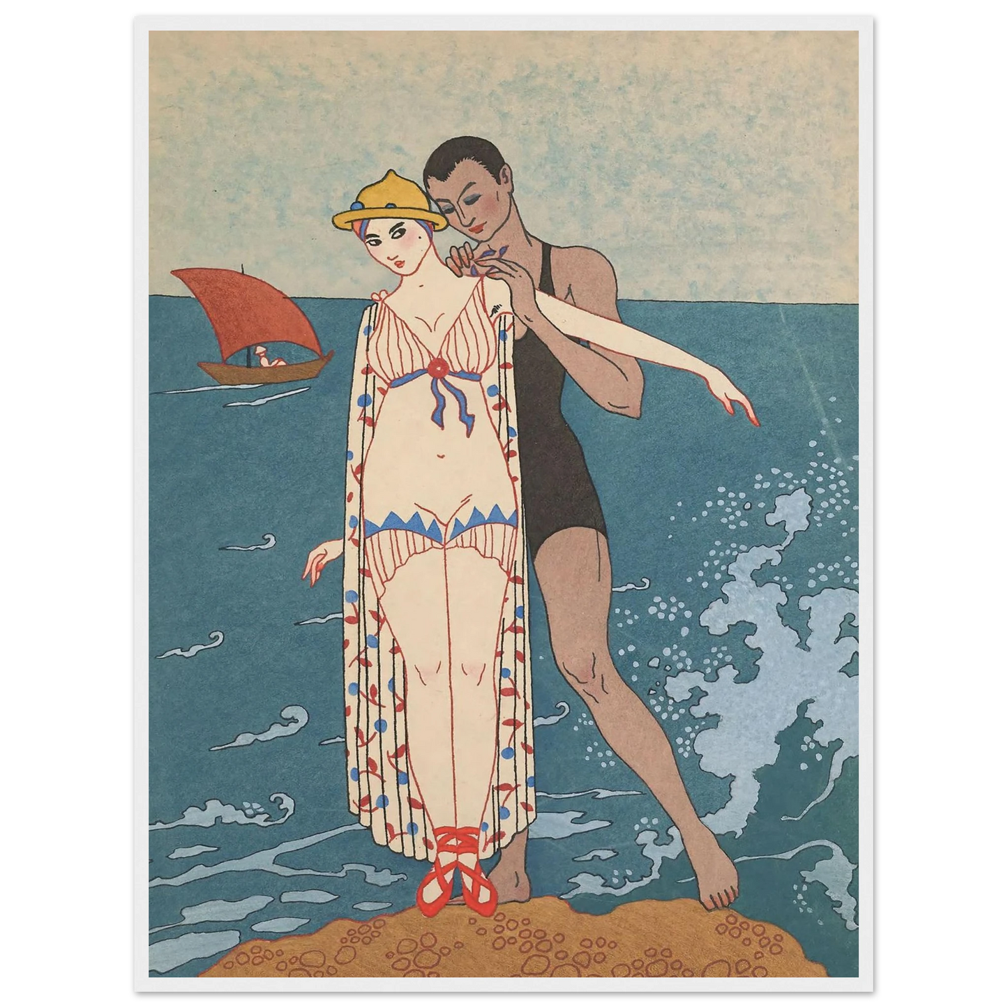 L’ Ilot (1914) Art Print | George Barbier - Framed Poster - 30x40 cm / 12x16″ - Black frame