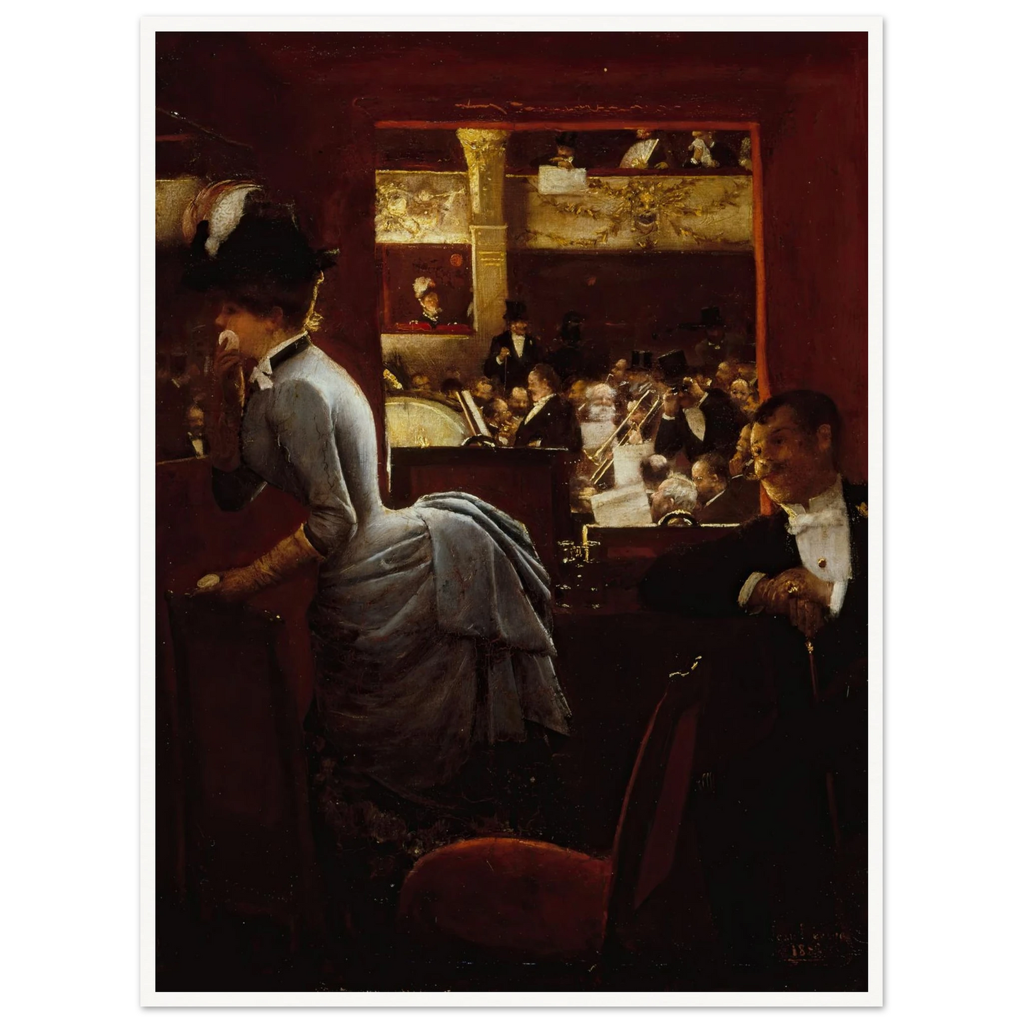 La Baignoire, au théâtre des Variétés (1883) Art Print | Jean Beraud - Framed Poster - 30x40 cm / 12x16″ - Black frame