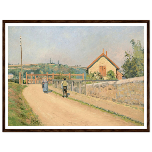 La barrière du chemin de fer, aux Pâtis près Pontoise (1873) Art Print | Camille Pissarro - Framed Poster - 30x40 cm / 12x16″ - Black frame