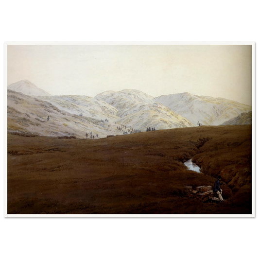 La Cascade crayon et aquarelle (1831) Art Print | Caspar David Friedrich - Framed Poster - 30x40 cm / 12x16″ - Black frame