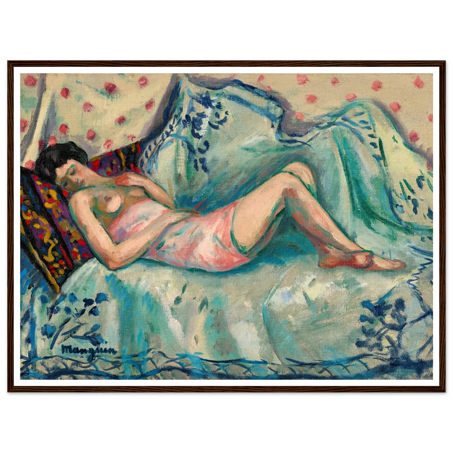 La chemise rose, Anita (1918) Art Print | Henri Manguin - Framed Poster - 30x40 cm / 12x16″ - Black frame