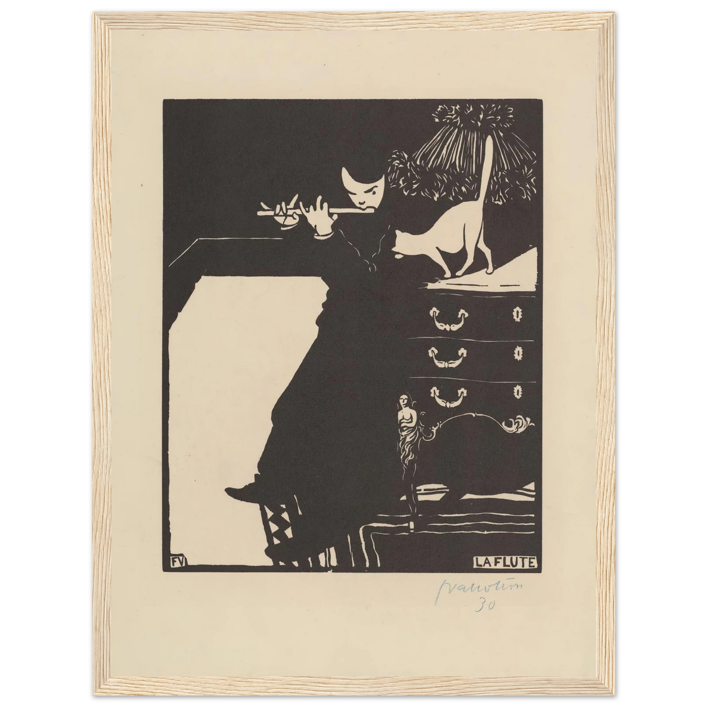 La flûte (1896) Art Print | Felix Vallotton - Framed Poster - 30x40 cm / 12x16″ - Black frame