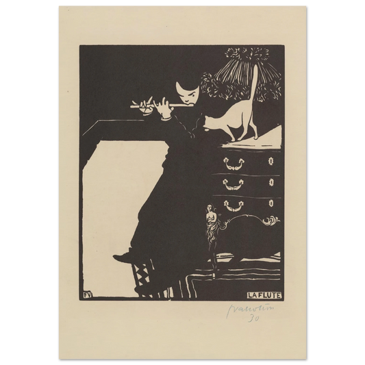 La flûte (1896) Art Print | Felix Vallotton - Framed Poster - 30x40 cm / 12x16″ - Black frame