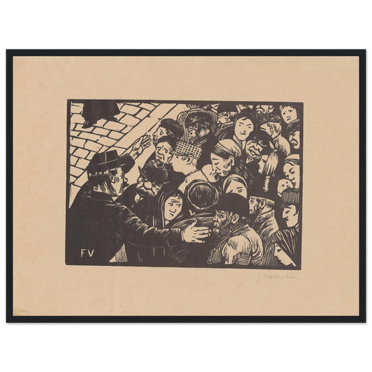 La foule à Paris (1892) Art Print | Felix Vallotton - Framed Poster - 30x40 cm / 12x16″ - Black frame