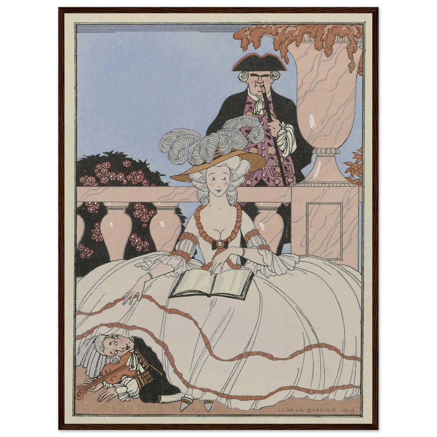 La Leçon bien apprise (1919) Art Print | George Barbier - Framed Poster - 30x40 cm / 12x16″ - Black frame