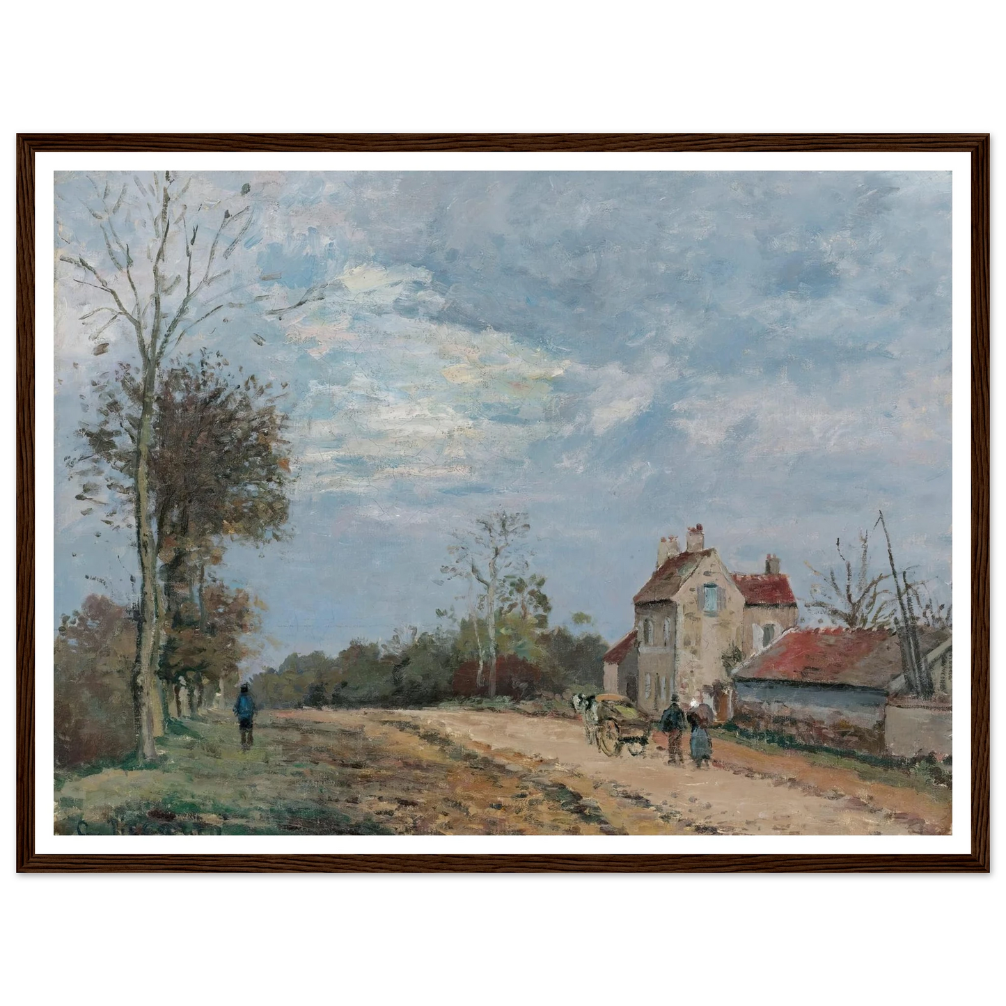 La Maison De Monsieur Musy, Route De Marly, Louveciennes (circa 1872) Art Print | Camille Pissarro - Framed Poster - 30x40 cm / 12x16″ - Black frame