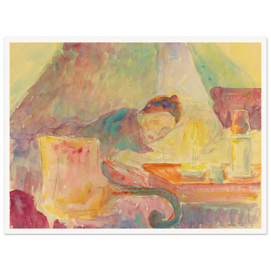 La Mère De L’artiste Au Lit Art Print | Camille Pissarro - Framed Poster - 30x40 cm / 12x16″ - Black frame