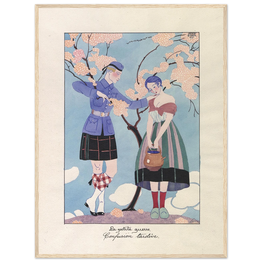 La petite guerre. Confusion tardive (1915) Art Print | George Barbier - Framed Poster - 30x40 cm / 12x16″ - Black frame