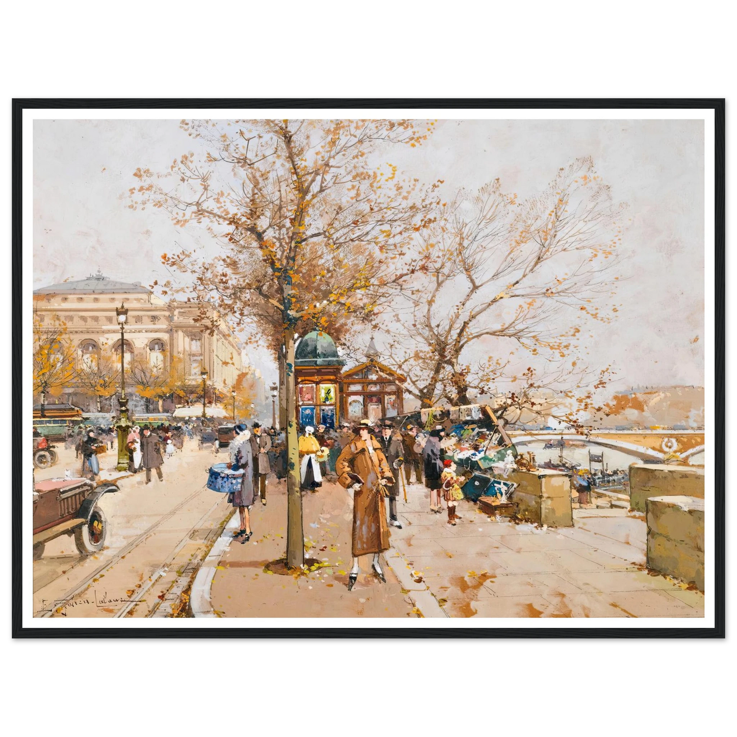 La Place Du Châtelet À Paris Art Print | Eugene Galien Laloue - Framed Poster - 30x40 cm / 12x16″ - Black frame
