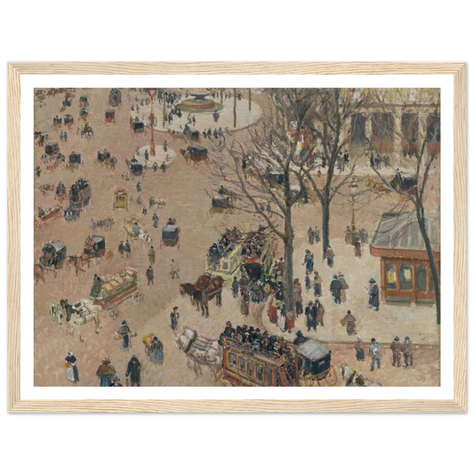 La Place du Théâtre Français (1898) Art Print | Camille Pissarro - Framed Poster - 30x40 cm / 12x16″ - Black frame