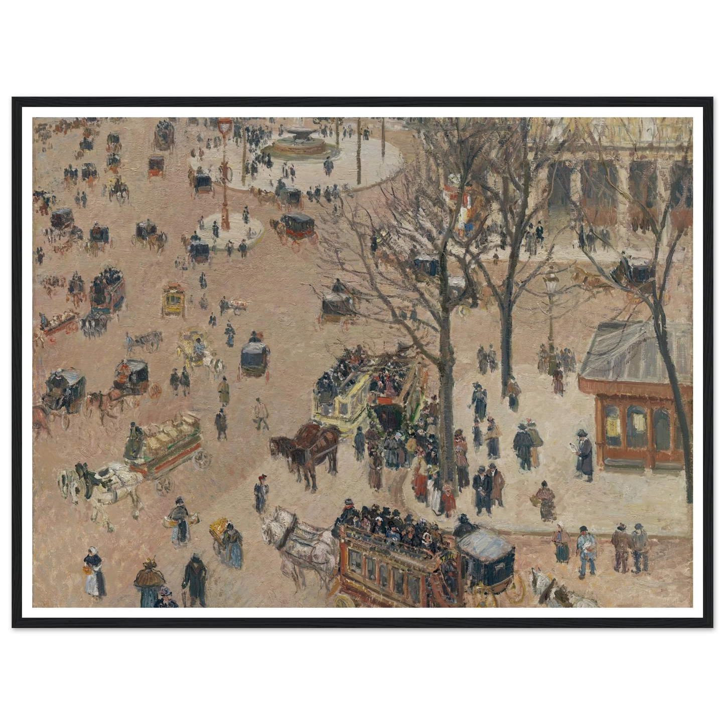 La Place du Théâtre Français (1898) Art Print | Camille Pissarro - Framed Poster - 30x40 cm / 12x16″ - Black frame