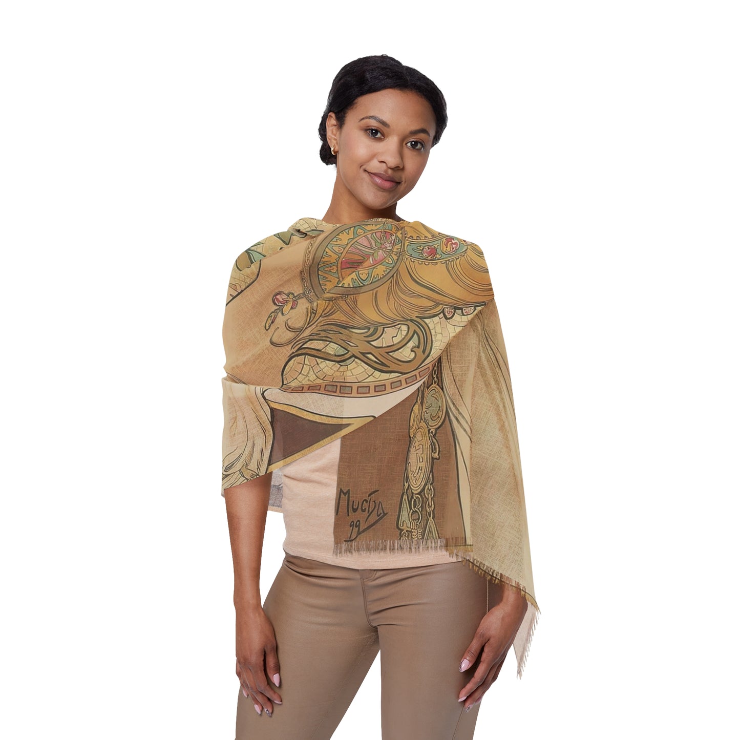 La Plume | Alphonse Mucha Scarf – Art Nouveau Scarf - - 27" × 71'' -