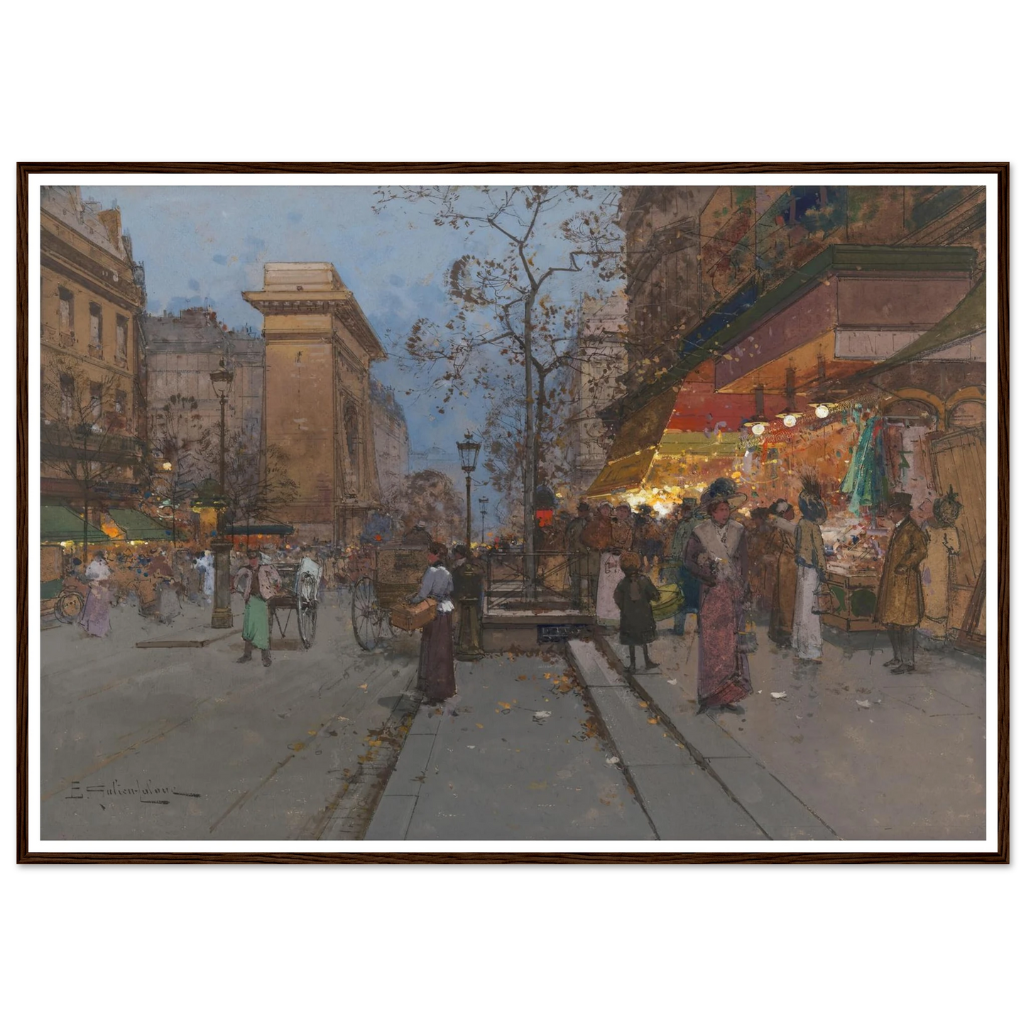 La Porte St Denis Art Print | Eugene Galien Laloue - Framed Poster - 30x40 cm / 12x16″ - Black frame