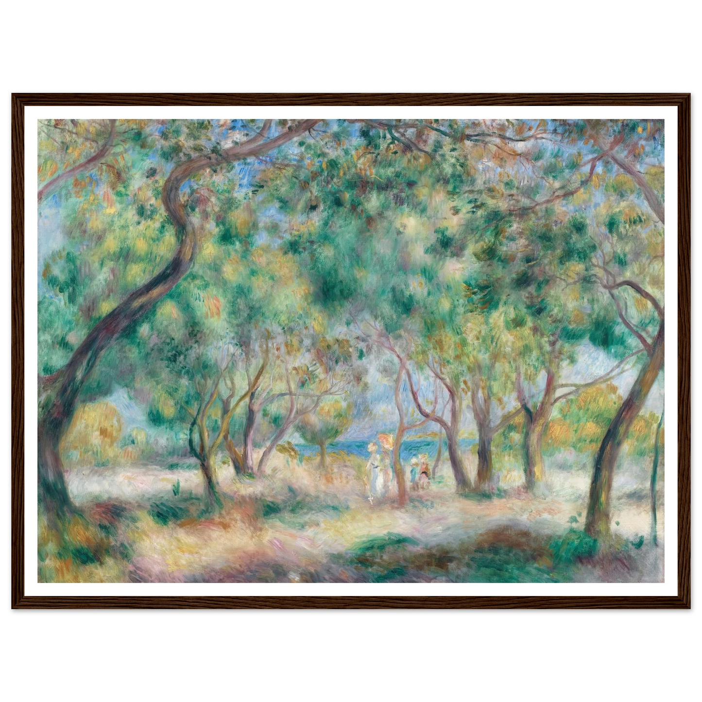La Promenade au bord de la mer (Le Bois de la Chaise Noirmoutier) (circa 1892) Art Print | Pierre Auguste Renoir - Framed Poster - 30x40 cm / 12x16″ - Black frame