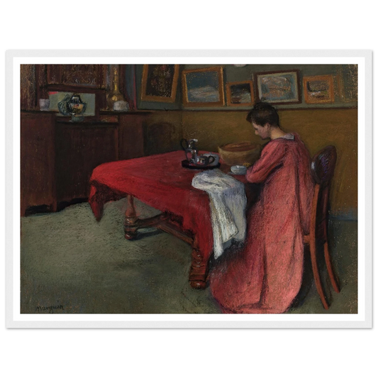 La robe de chambre rouge (1902) Art Print | Henri Manguin - Framed Poster - 30x40 cm / 12x16″ - Black frame