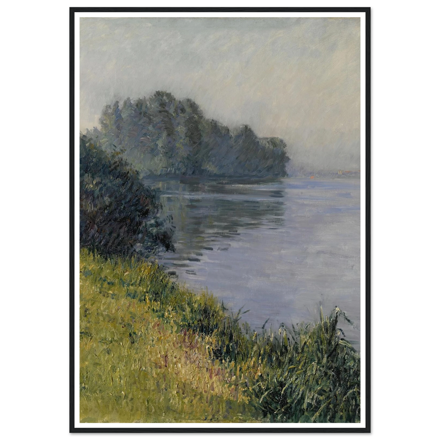 La Seine à l’Île Marante par temps brumeux (1891) Art Print | Gustave Caillebotte - Framed Poster - 30x40 cm / 12x16″ - Black frame