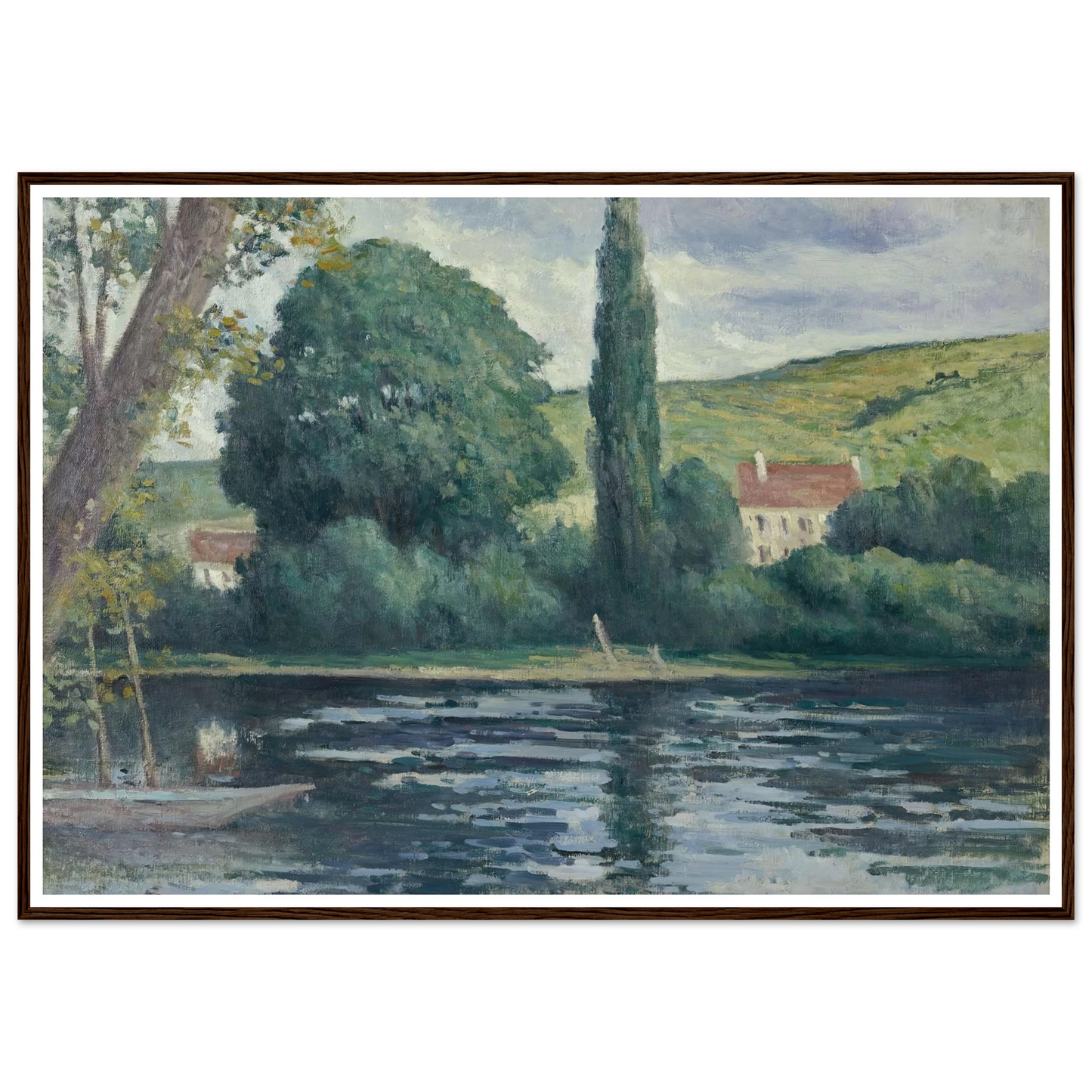 La Seine à Vernonnet (circa 1920) Art Print | Maximilien Luce - Framed Poster - 30x40 cm / 12x16″ - Black frame