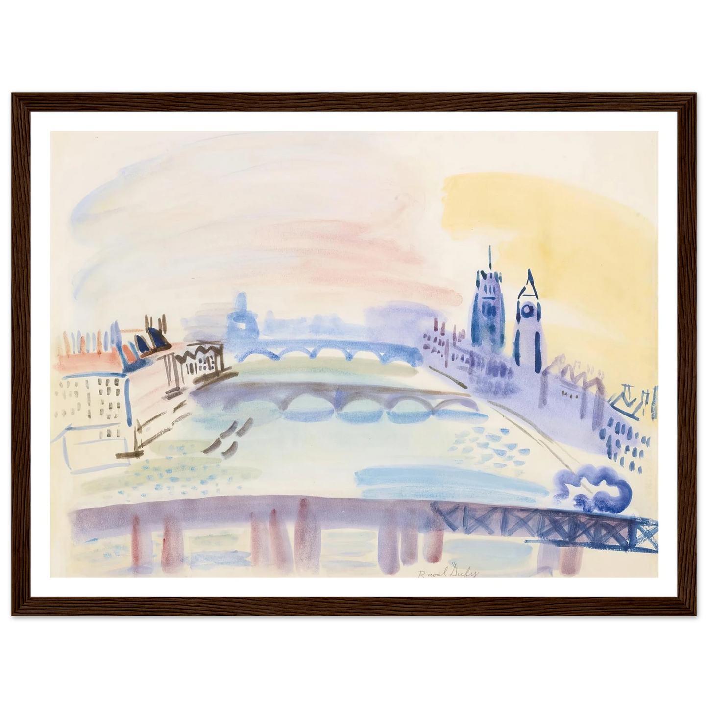 La Tamise, Londres (ca 1932) Art Print | Raoul Dufy - Framed Poster - 30x40 cm / 12x16″ - Black frame