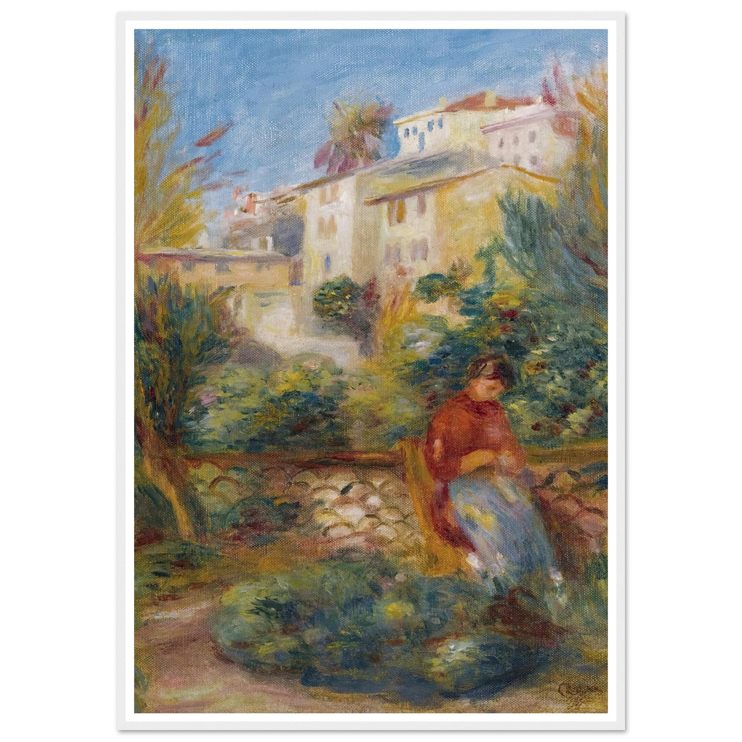 La Terrasse À Cagnes (circa 1908) Art Print | Pierre Auguste Renoir - Framed Poster - 30x40 cm / 12x16″ - Black frame