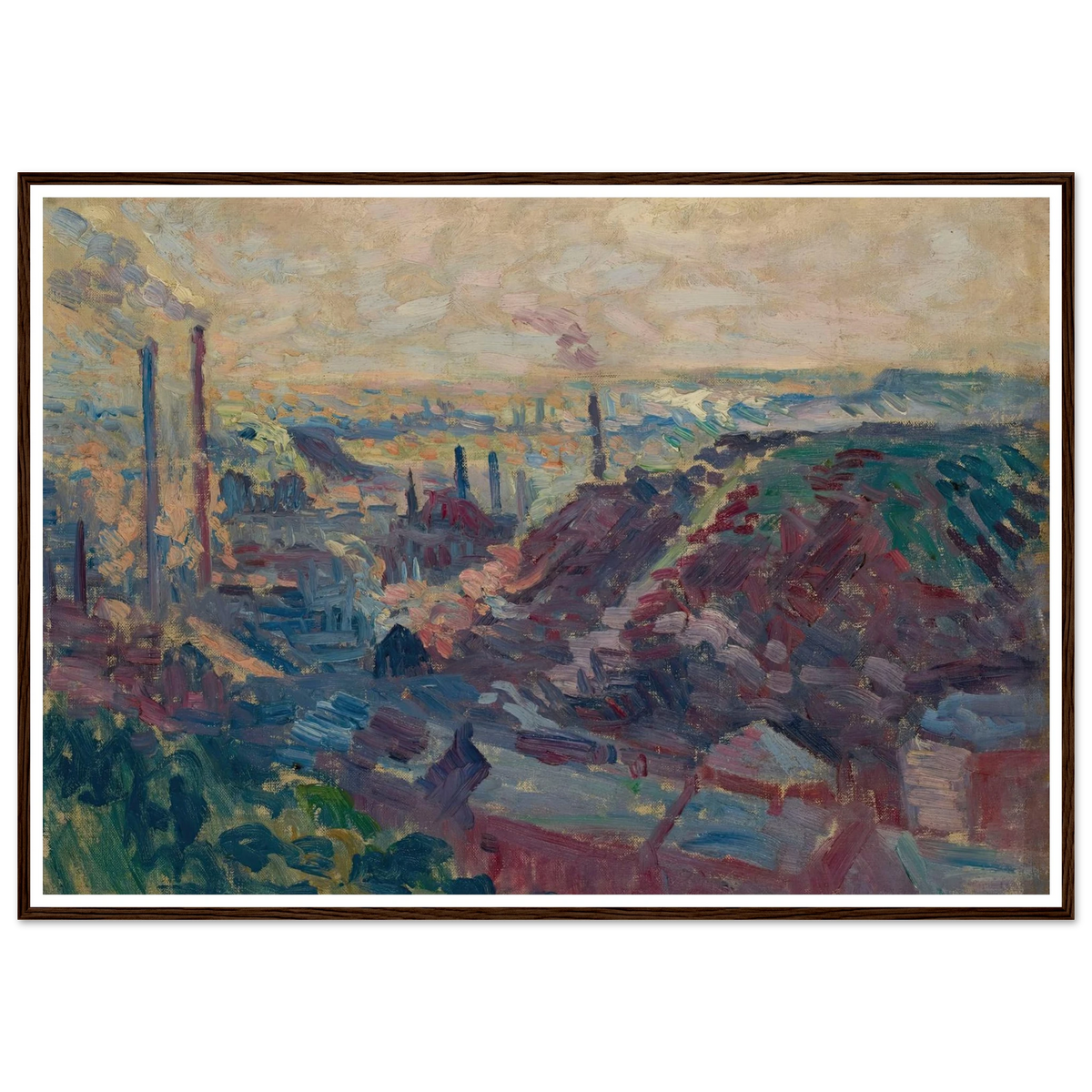 La Vallée Industrielle de la Sambre (1898-99) Art Print | Maximilien Luce - Framed Poster - 30x40 cm / 12x16″ - Black frame