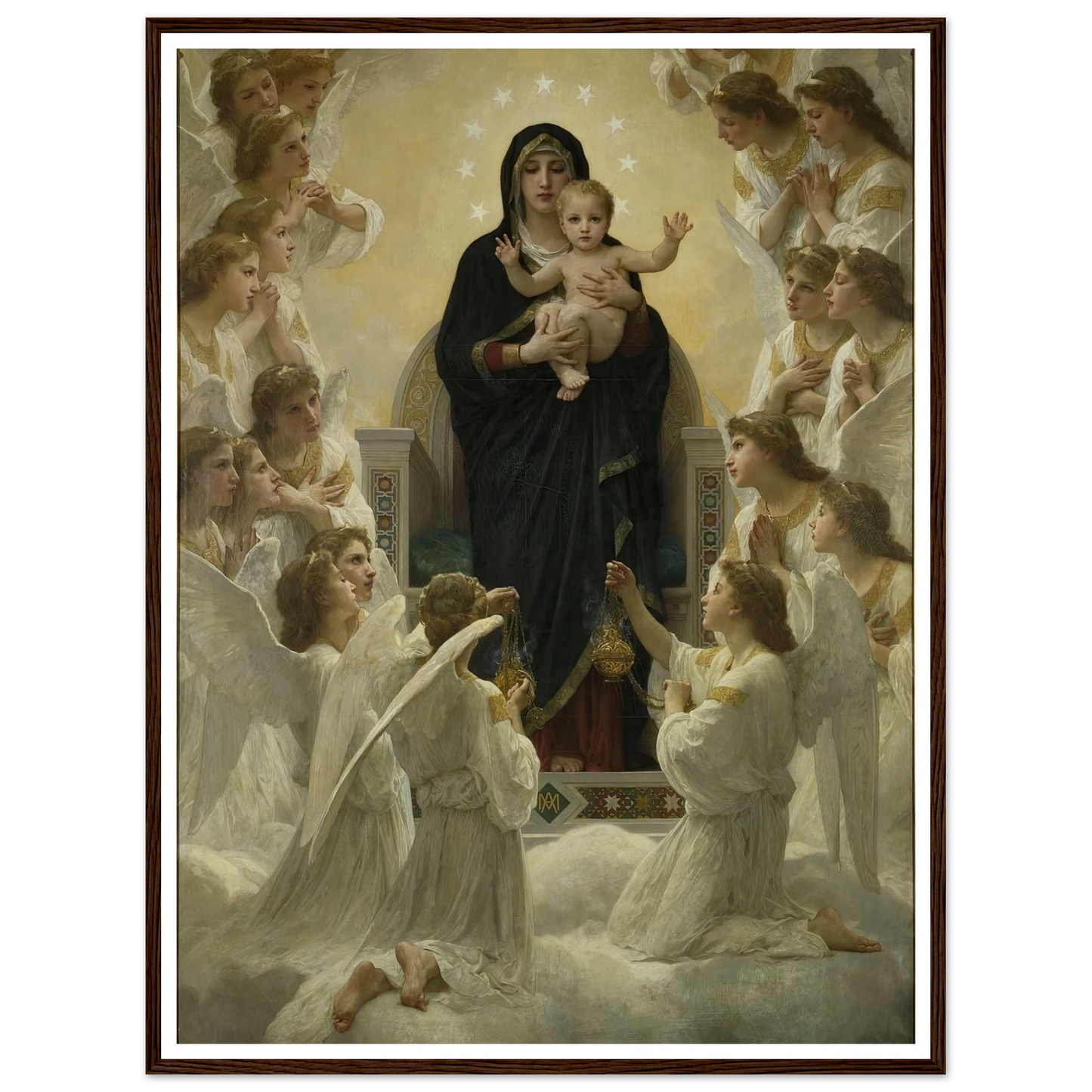 La Vierge aux anges (1900) Art Print | William Bouguereau - Framed Poster - 30x40 cm / 12x16″ - Black frame