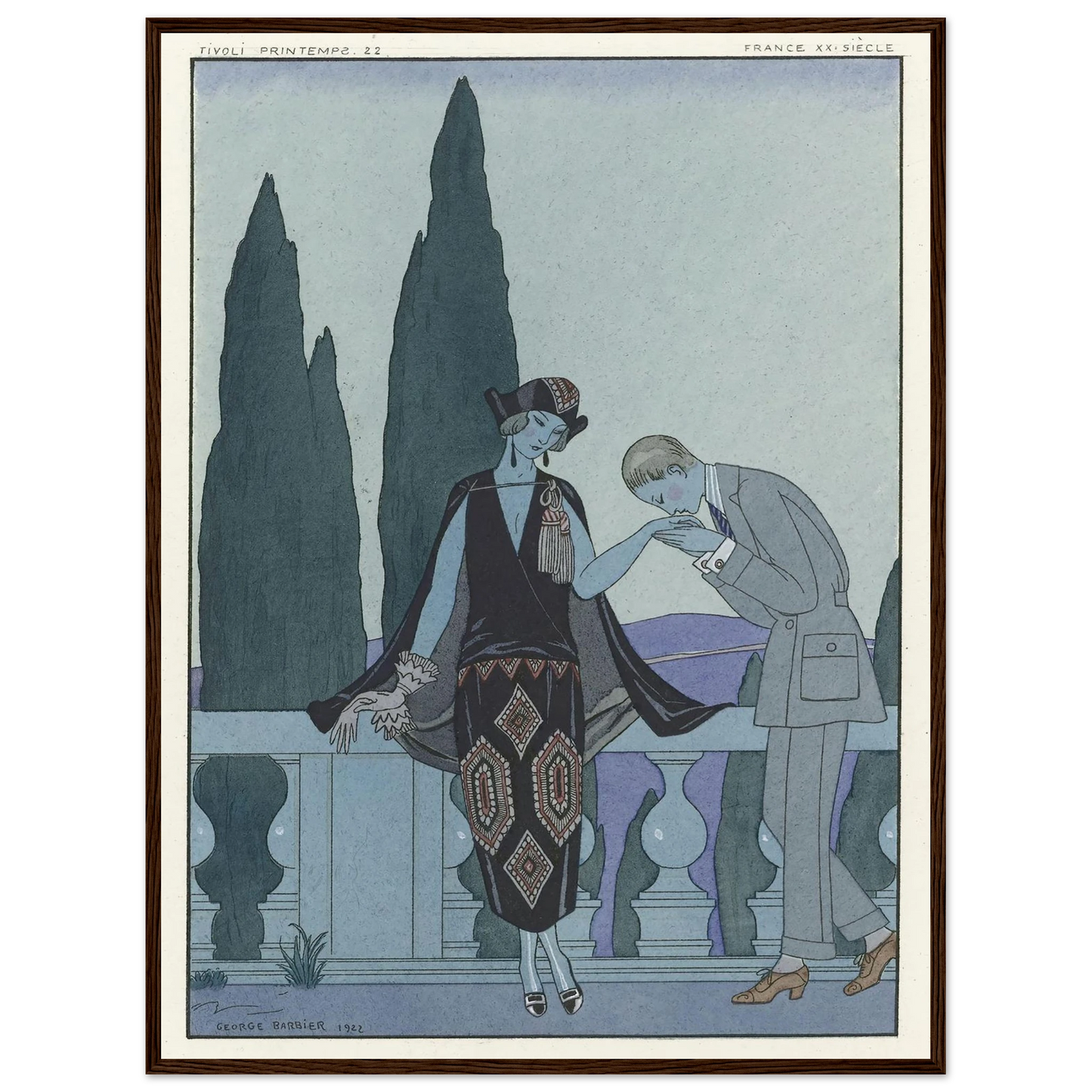 La Villa d’Este ; France XXe siècle (1923) Art Print | George Barbier - Framed Poster - 30x40 cm / 12x16″ - Black frame