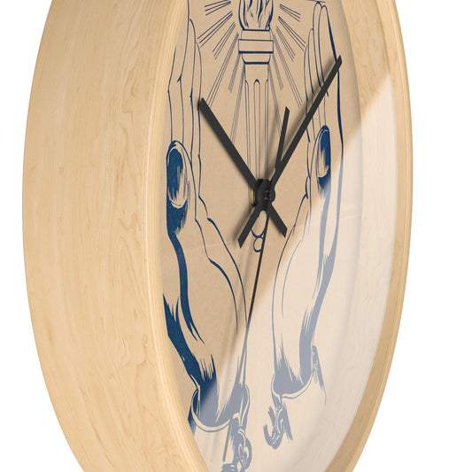 Labor Newspaper & Poster Wall Clock | U.S. Information Agency - Black - Wooden Base - 10"