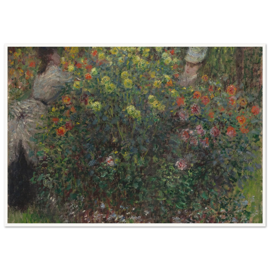 Ladies in Flowers (1875) Art Print | Claude Monet - Framed Poster - 30x40 cm / 12x16″ - Black frame