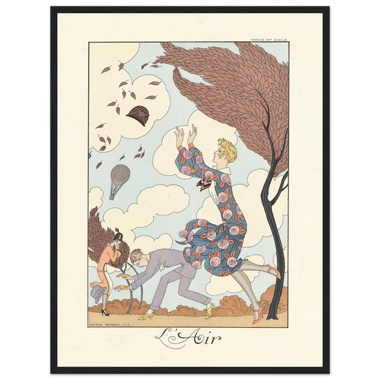 L’Air (Air) (1922–1926) Art Print | George Barbier - Framed Poster - 30x40 cm / 12x16″ - Black frame
