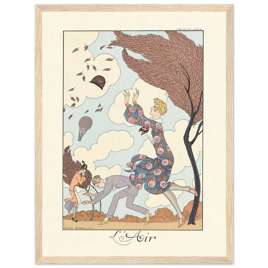 L’Air (Air) (1922–1926) Art Print | George Barbier - Framed Poster - 30x40 cm / 12x16″ - Black frame