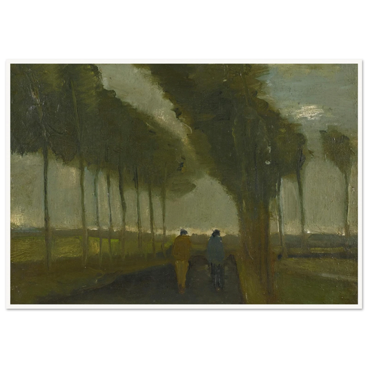 L’allée Aux Deux Promeneurs (1883) Art Print | Vincent van Gogh - Framed Poster - 30x40 cm / 12x16″ - Black frame