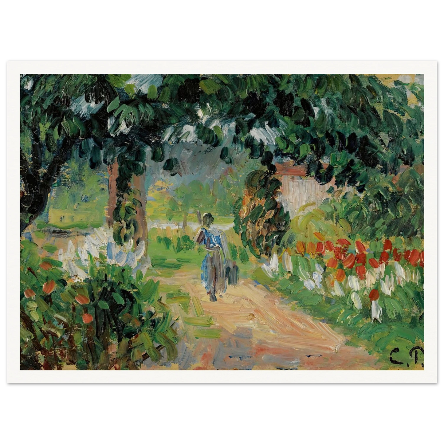 L’allée Du Jardin D’eragny (circa 1899) Art Print | Camille Pissarro - Framed Poster - 30x40 cm / 12x16″ - Black frame